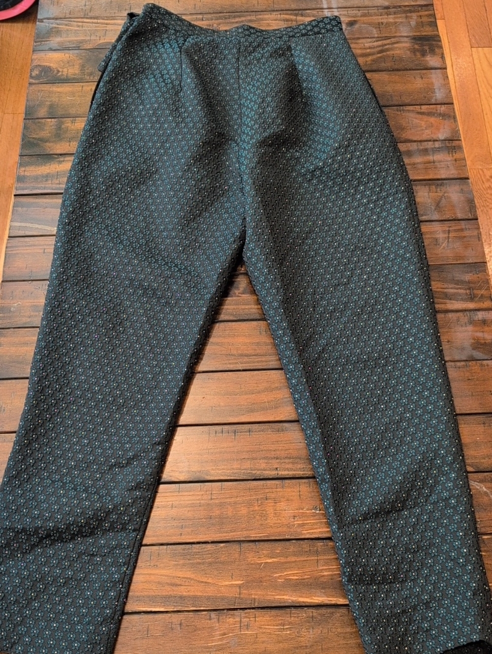 Corey Lynn Calter Tapered Pant Bow Waist embroidered Metallic Floral Anthro - Picture 9 of 9